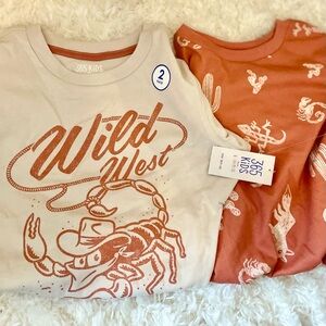 365 Kids Short Sleeve T-shirt -‎ 2 Pack Wild West Cactus Tan Orange